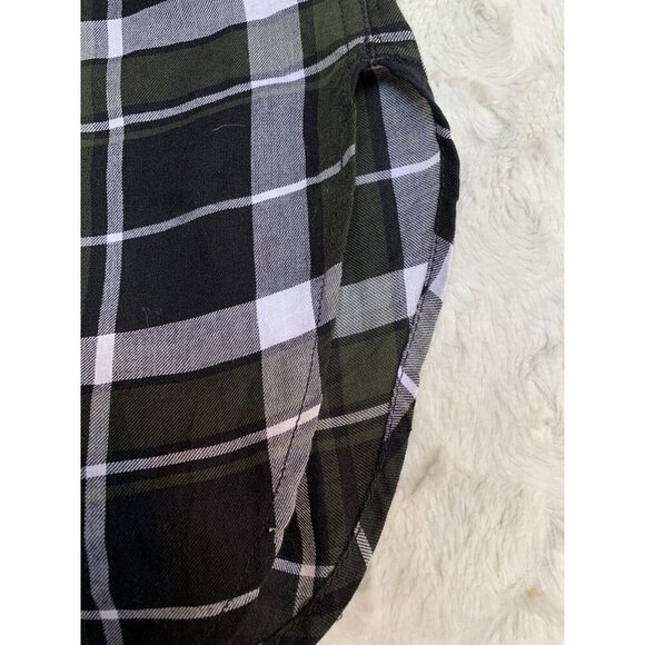Athleta Womens Plaid Black Green Shirt Long Sleeve Top Blouse XS X-Small - Picture 6 of 10